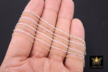 14 K Gold Filled Figaro Chains, 925 Sterling Silver Unfinished Chain, Long and Short Chains By The Foot